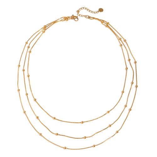 Collar Multi de la capa, acero inoxidable 304, chapado, Joyería & diferentes estilos para la opción & para mujer, dorado, Vendido por UD