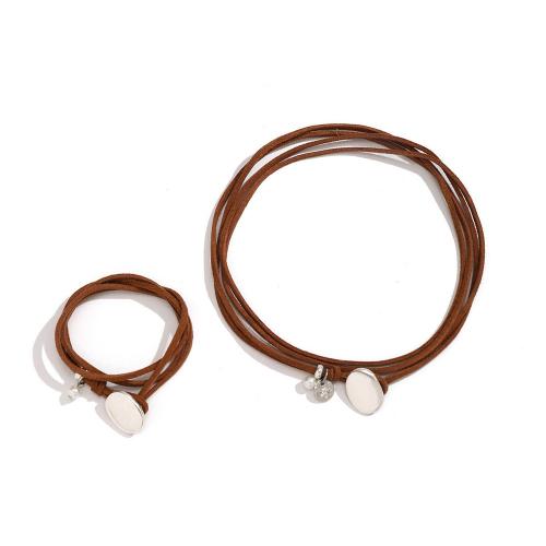 Jewelry Sets, Velveteen, with Tibetan Style, plated, fashion jewelry & multilayer & different styles for choice & for woman, more colors for choice, The length of the necklace is approximately 80cm. The bracelet is approximately 35cm in length, Sold By PC