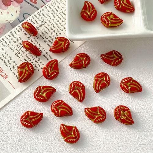 Lampwork Beads, Leaf, DIY, more colors for choice, 11x15mm, 50PCs/Bag, Sold By Bag