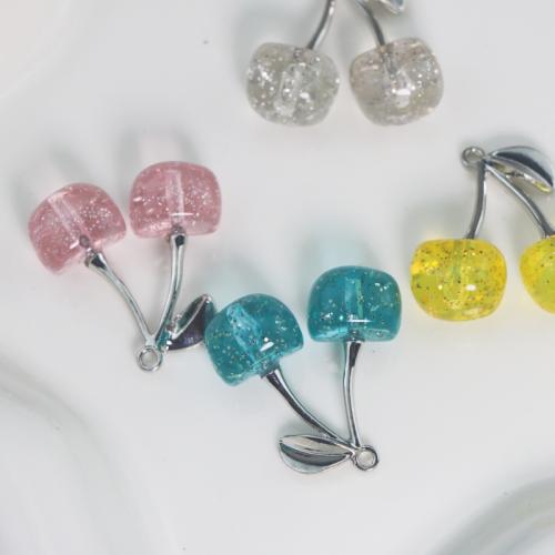 Tibetan Style Pendants, with Resin, Cherry, DIY, more colors for choice, 29x30x12mm, Sold By PC