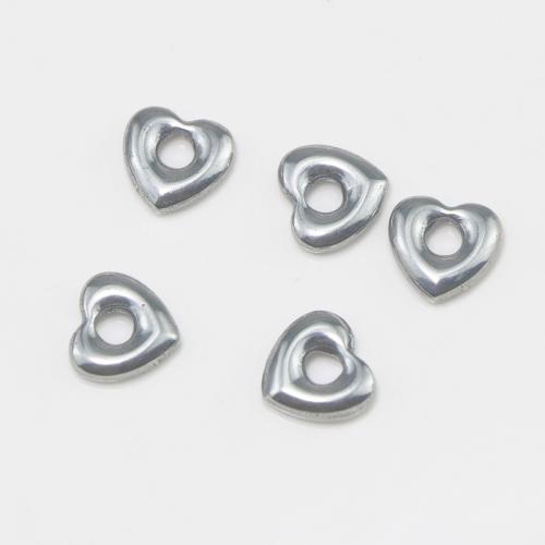 Stainless Steel Heart Pendants, 304 Stainless Steel, silver color plated, DIY, silver color, 3mm, Sold By PC