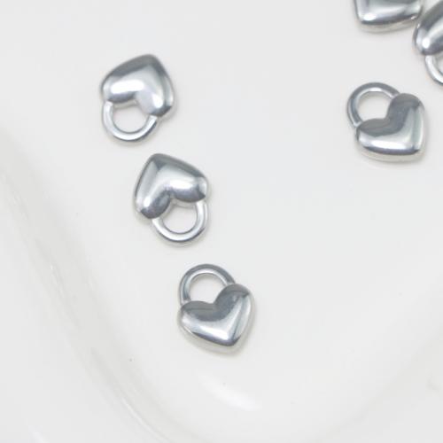 Stainless Steel Heart Pendants, 304 Stainless Steel, silver color plated, DIY, silver color, 3mm, Sold By PC