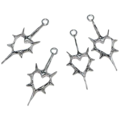 Colgantes de Aleación de Zinc en Forma de Corazón, chapado en color de plata, Bricolaje, plateado, 5mm, Vendido por UD