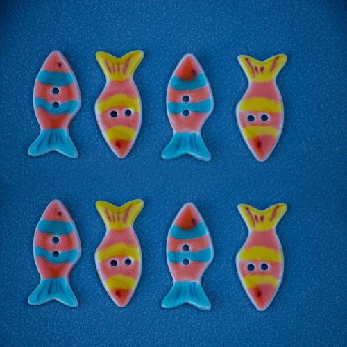 Porcelain 2-Hole Button, Fish, DIY, more colors for choice, 39.90mm, 10PCs/Bag, Sold By Bag