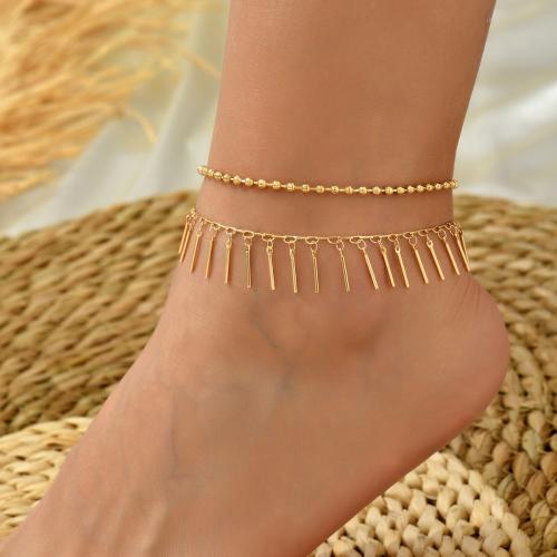 Brass Anklet, with Glass & Plastic & Iron, plated, different styles for choice & for woman, Length:Approx 8-10 Inch, Sold By Set