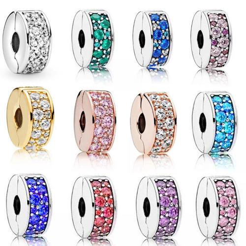 Tibetan Style European Clip, plated, DIY & with rhinestone, more colors for choice, beads length 4-10mm, Sold By PC