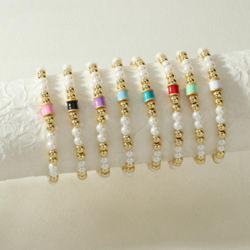 Brass Bracelet & Bangle, gold color plated, for woman & enamel, more colors for choice, nickel, lead & cadmium free, Length:16-17 cm, Sold By PC