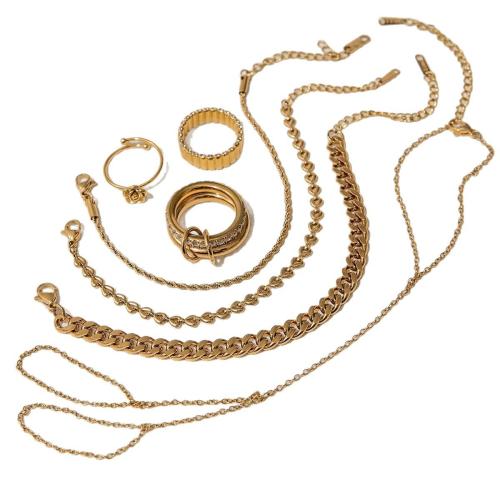 Cubic Zirconia Stainless Steel Jewelry Sets, 304 Stainless Steel, with Cubic Zirconia, 18K gold plated, fashion jewelry & different styles for choice & for woman, Sold By PC