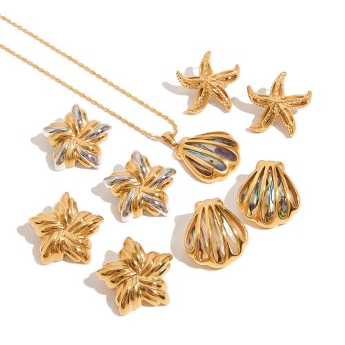 Fashion Stainless Steel Jewelry Sets, 304 Stainless Steel, with Abalone Shell, plated, fashion jewelry & different styles for choice & for woman, golden, Sold By PC