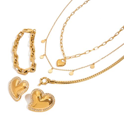Fashion Stainless Steel Jewelry Sets, 304 Stainless Steel, plated, fashion jewelry & different styles for choice & for woman, golden, Sold By PC