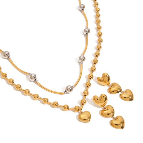 Fashion Stainless Steel Jewelry Sets, 304 Stainless Steel, plated, fashion jewelry & different styles for choice & for woman, golden, Sold By PC