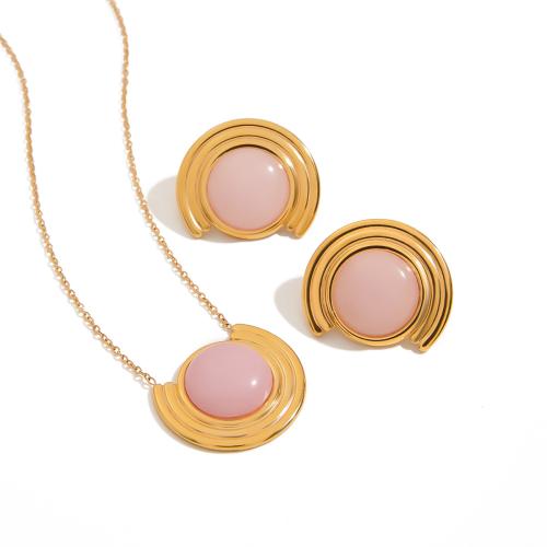 Fashion Stainless Steel Jewelry Sets, 304 Stainless Steel, with Resin, plated, fashion jewelry & different styles for choice & for woman, golden, Sold By PC