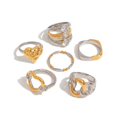 Stainless Steel Finger Ring, 304 Stainless Steel, plated, different styles for choice & for woman & two tone, Sold By PC