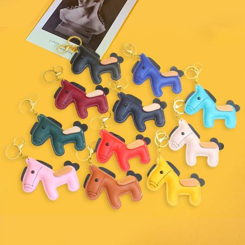 Bag Purse Charms Keyrings Keychains, Tibetan Style, with PU Leather, Horse, DIY & Unisex, more colors for choice, Sold By PC