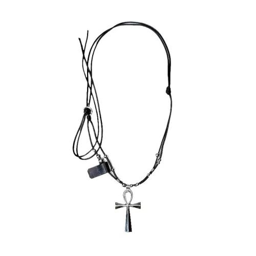 Tibetan Style Jewelry Necklace, with PU Leather Cord, plated, Double Layer & fashion jewelry & for woman, black, Length:Approx 40 cm, Sold By PC