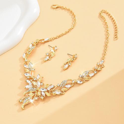 Rhinestone Jewelry Sets, Brass, with Glass, plated, 2 pieces & fashion jewelry & with rhinestone, more colors for choice, Sold By PC