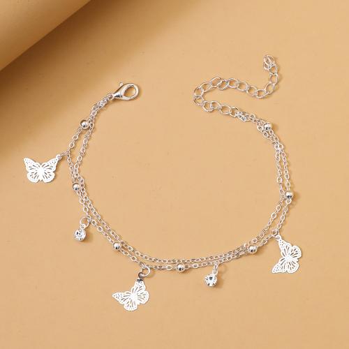 Tibetan Style Anklet, Butterfly, silver color plated, fashion jewelry, silver color, Sold By PC