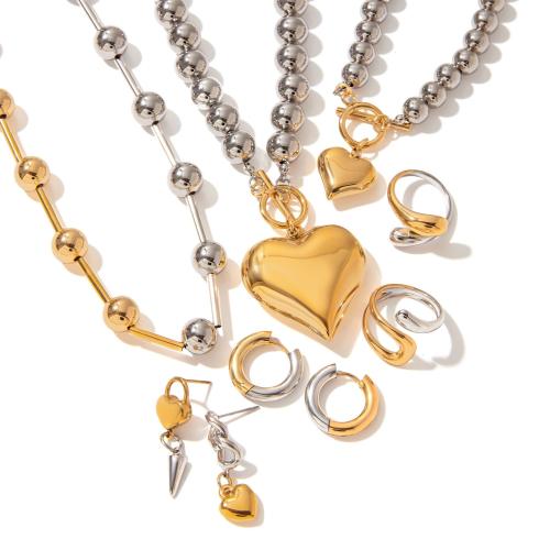 Fashion Stainless Steel Jewelry Sets, 304 Stainless Steel, plated, different styles for choice & for woman & two tone, Sold By PC