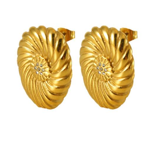 Stainless Steel Stud Earrings, 304 Stainless Steel, 18K gold plated, fashion jewelry & for woman & with rhinestone, Sold By Pair