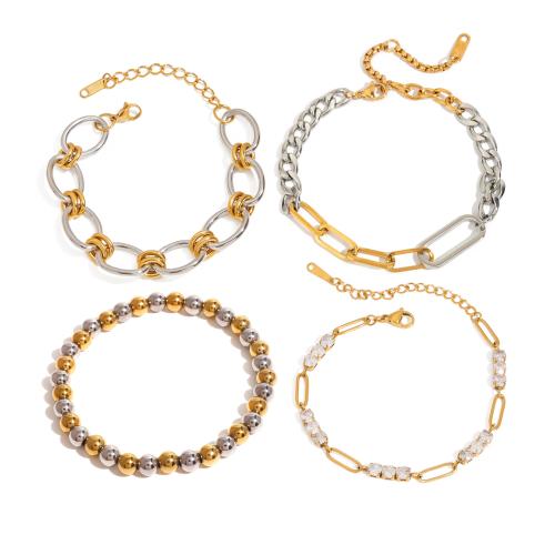 Stainless Steel Jewelry Bracelet, 304 Stainless Steel, plated, different styles for choice & for woman & two tone, Sold By PC