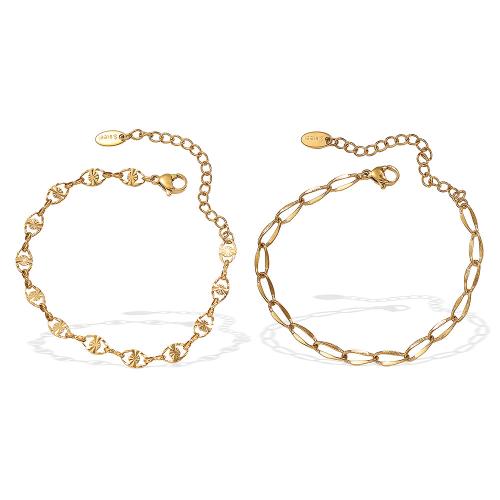 Titanium Steel Bracelet & Bangle, gold color plated, fashion jewelry, golden, Sold By PC