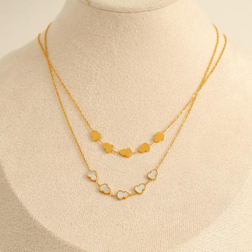 Titanium Steel Necklace, gold color plated, fashion jewelry, golden, Sold By PC