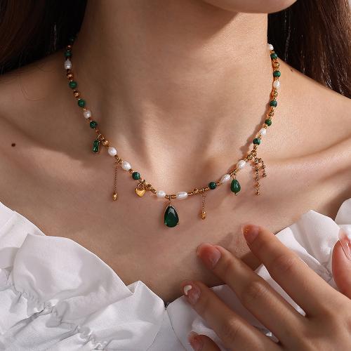 Jewelry Sets, Titanium Steel, with Glass & Plastic Pearl, plated, fashion jewelry, more colors for choice, Sold By PC