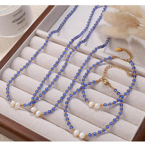 Jewelry Sets, Titanium Steel, with Plastic Pearl, plated, fashion jewelry & different styles for choice, more colors for choice, Sold By PC
