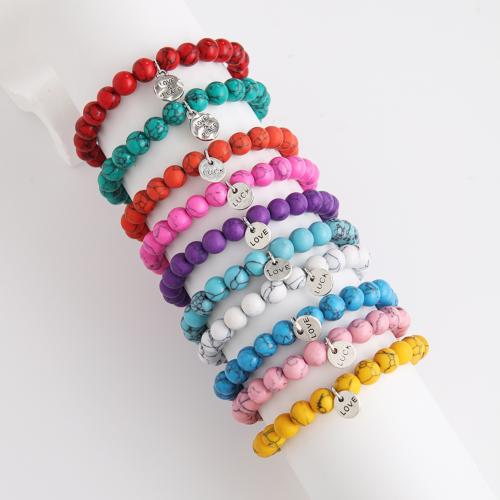 Turquoise Bracelet, with Tibetan Style, handmade, folk style & Unisex & adjustable, Random Color, Inner Diameter:Approx 50mm, Sold By PC