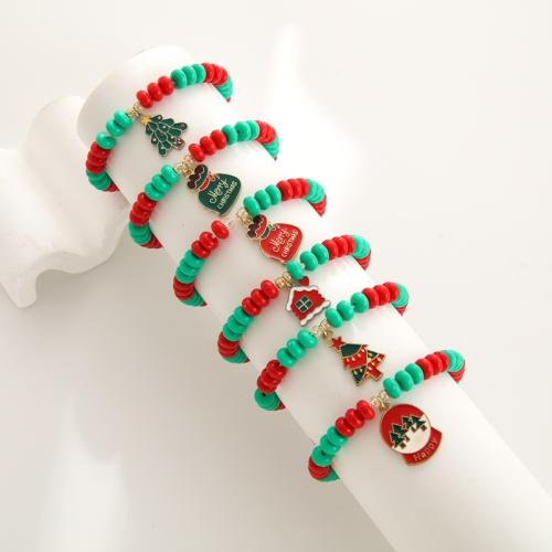 Acrylic Bracelet, with Tibetan Style, handmade, random style & Christmas Design & Unisex & enamel, Length:Approx 7 Inch, Sold By PC