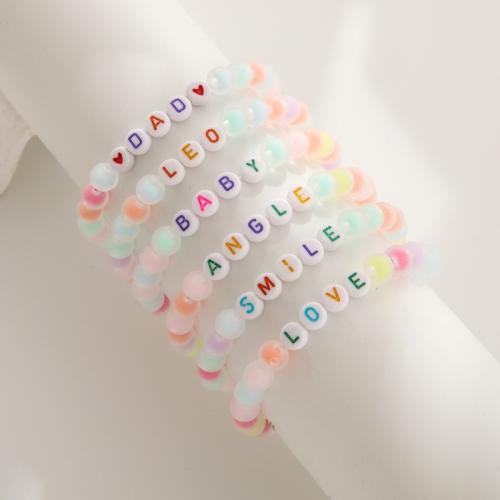 Acrylic Bracelet, handmade, Unisex & with letter pattern, Random Color, Length:Approx 7 Inch, Sold By PC