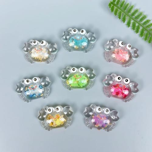 Acrylic Pendants, Crab, epoxy gel, random style & DIY & luminated, mixed colors, 20x30x9mm, Sold By PC
