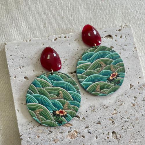 Acrylic Drop Earring, with Tibetan Style, vintage & for woman, 45x60mm, Sold By Pair