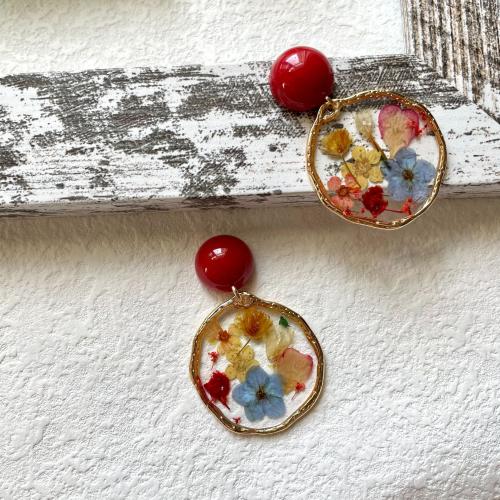 Tibetan Style Drop Earring, with Dried Flower, vintage & for woman, 30x50mm, Sold By Pair