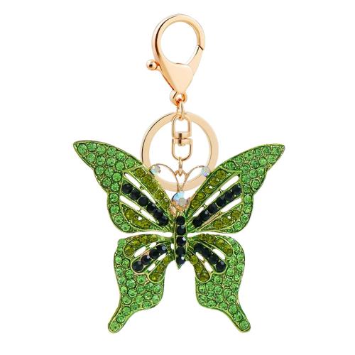 Bag Purse Charms Keyrings Keychains, Tibetan Style, Butterfly, gold color plated, Unisex & enamel & with rhinestone, more colors for choice, 150x60mm, Sold By PC