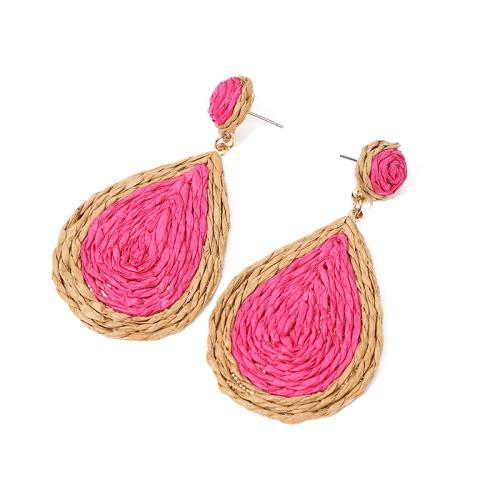 Tibetan Style Drop Earring, with Rafidah Grass, Teardrop, handmade, fashion jewelry & for woman, more colors for choice, earring length 80-100mm, Sold By Pair