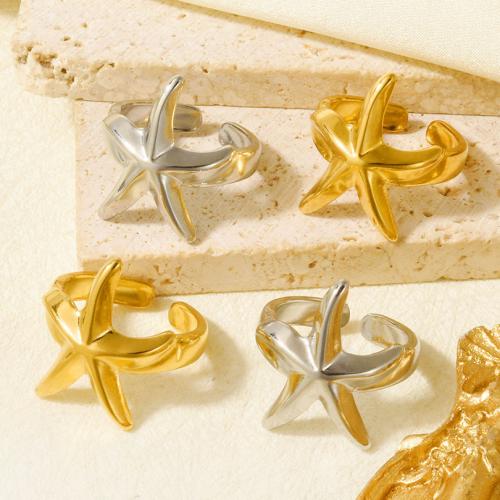 Stainless Steel Finger Ring, 304 Stainless Steel, Starfish, plated, Adjustable & for woman, more colors for choice, inner diameter:17~20mm, Sold By PC