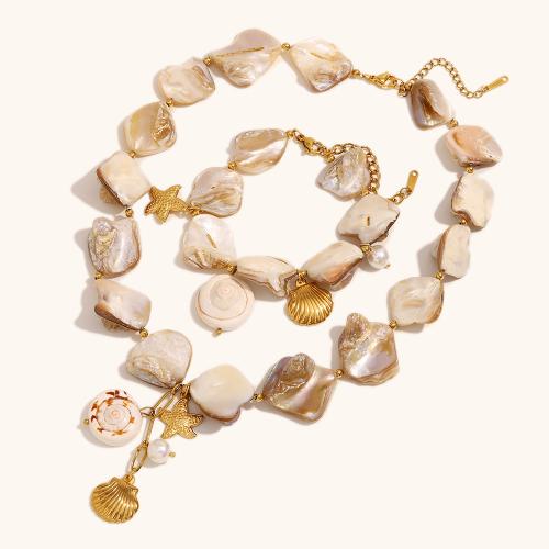Fashion Stainless Steel Jewelry Sets, 304 Stainless Steel, with Freshwater Pearl, gold color plated, fashion jewelry & different styles for choice, more colors for choice, Sold By PC