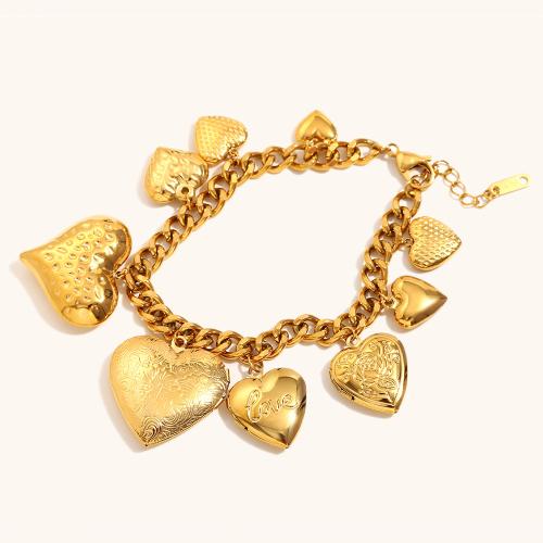 Stainless Steel Jewelry Bracelet, 304 Stainless Steel, gold color plated, fashion jewelry, golden, Sold By PC