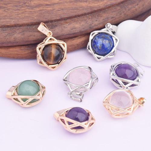 Gemstone Pendants Jewelry, Natural Stone, with Tibetan Style, DIY & different materials for choice, more colors for choice, Sold By PC