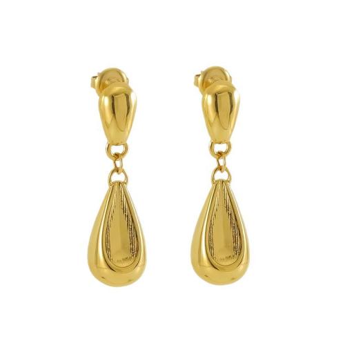 Stainless Steel Drop Earring, 304 Stainless Steel, Teardrop, 18K gold plated, fashion jewelry & for woman, Sold By Pair