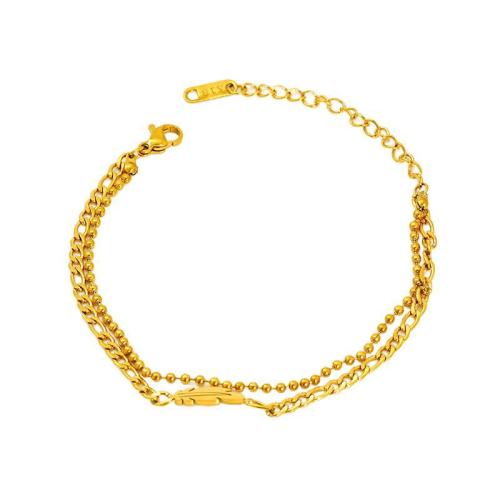 Stainless Steel Jewelry Bracelet, 304 Stainless Steel, 18K gold plated, Double Layer & fashion jewelry & for woman, Sold By PC