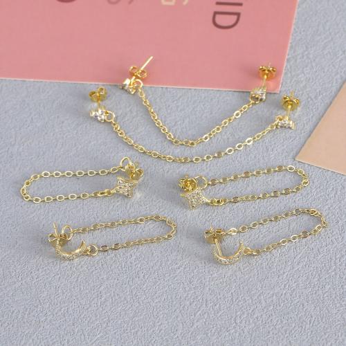 Brass Drop Earring, gold color plated, different styles for choice & for woman & with rhinestone, Sold By Pair