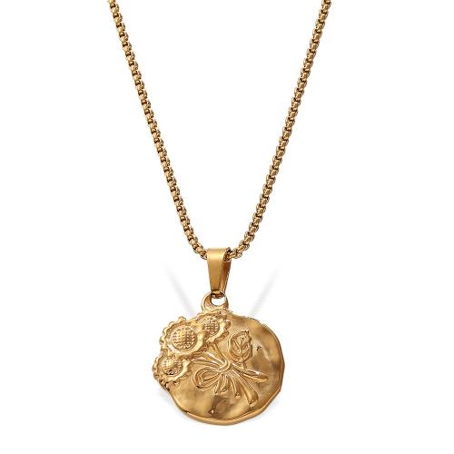 Titanium Steel Necklace, gold color plated, fashion jewelry, golden, Sold By Pair