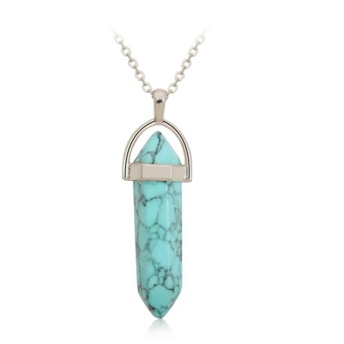 Gemstone Pendants Jewelry, with brass bail, pendulum, platinum color plated, different materials for choice, 32x8mm, Hole:Approx 2-4mm, Sold By PC