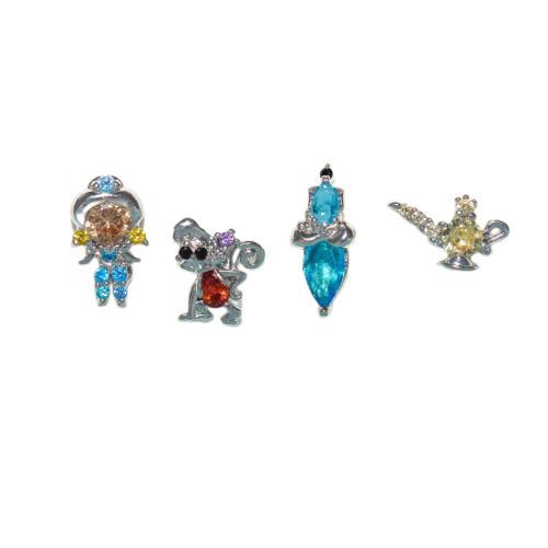 Brass Stud Earring Set, plated, micro pave cubic zirconia & for woman, more colors for choice, earring length 5-20mm, Sold By Set