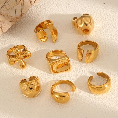 Stainless Steel Finger Ring, 304 Stainless Steel, gold color plated, fashion jewelry, gold, Sold By PC