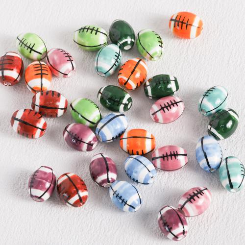 Porcelain Jewelry Beads, Rugby Ball, DIY, more colors for choice, 13x17mm, 100PCs/Bag, Sold By Bag