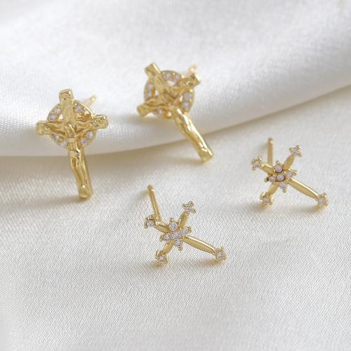 Cubic Zirconia Micro Pave Brass Earring, real gold plated, different styles for choice & micro pave cubic zirconia & for woman, Sold By Pair