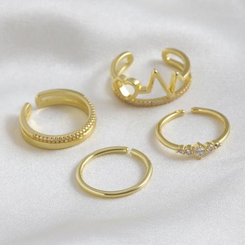 Cubic Zircon Brass Finger Ring, gold color plated, different styles for choice & micro pave cubic zirconia & for woman, Sold By PC